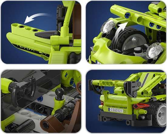 Klocki konstrukcyjne CaDA Samochód Wyścigówka z napędem Pull-back Zielone Auto Wyścigowe Legend Sports Car 387 elementów