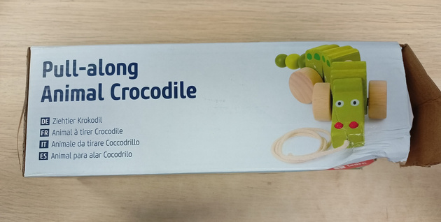 OUTLET Drewniany krokodylek do ciągnięcia ze sznurkiem USZKODZONE OPAKOWANIE