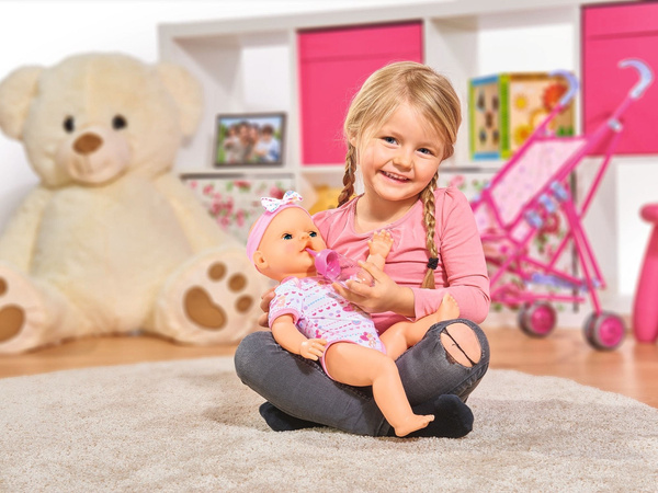 Zestaw Fotelik samochodowy dla lalek Casdon Baby Huggles + Lalka funkcyjna New Born Baby 43 cm