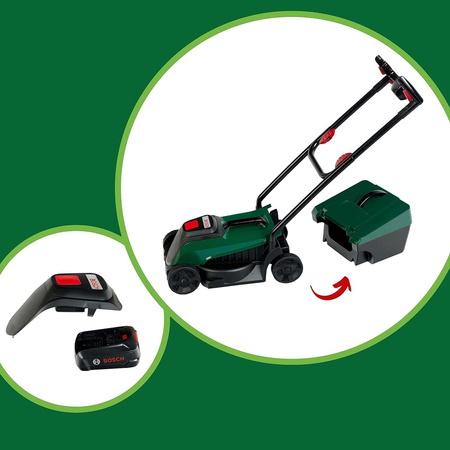 Lekka Zabawkowa Zielona Kosiarka do trawy Bosch światło i dźwięk 3+ Klein