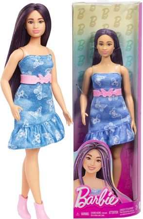 Lalka Barbie Fashionistas Brunetka z pasemkami i sukienką w motyle
