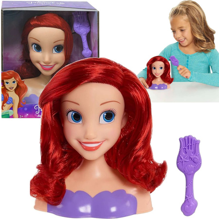 Lalka Głowa do czesania i stylizacji włosów Księżniczka Disney Arielka Mała syrenka +szczotka