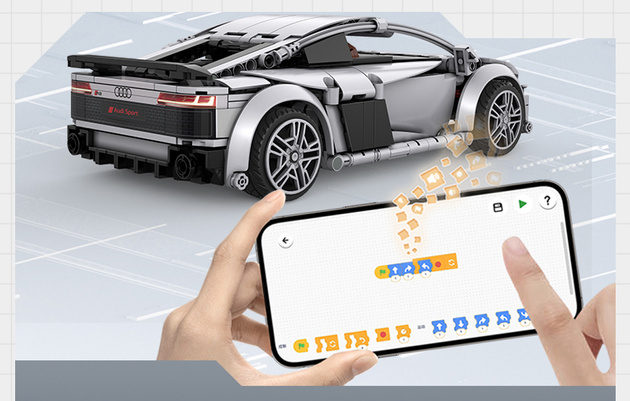 Klocki konstrukcyjne CaDA wyścigówka Samochód wyścigowy zdalnie sterowany Audi R8 Coupe Auto sportowe 536 elementów RC