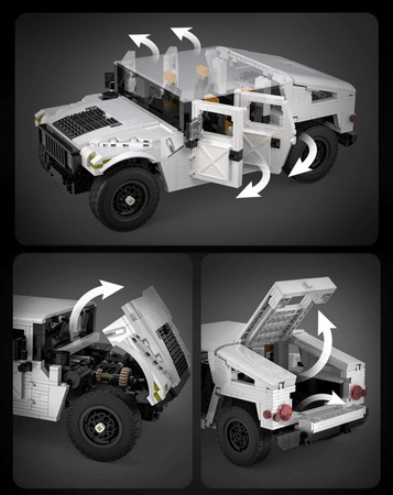 Klocki konstrukcyjne CaDA Zdalnie sterowane duże auto terenowe z napędem Power System Biały samochód Humvee Pojazd RC 1386 elementów