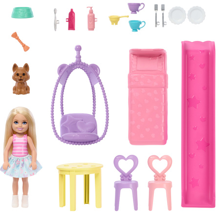 Zestaw Barbie Club Chelsea domek dla lalki Pop-Up House + akcesoria