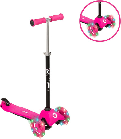 OUTLET EVO Regulowana Trójkołowa Hulajnoga dla Dzieci Light Up Mini Cruiser Różowy Świecące kółka USZKODZONE OPAKOWANIE