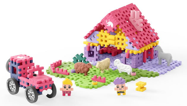 Klocki konstrukcyjne Mini Waffle Farmer Urocze Ranczo 112 elementów Marioinex