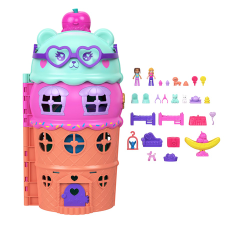 Polly Pocket Domek Lodowy Deser Gelato House zestaw z figurkami i akcesoriami 25+ elementów