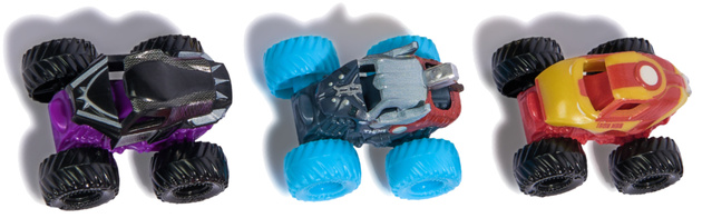 Monster Jam zestaw 3 auta Mini Jams Marvel Thor Black Panther Iron Man