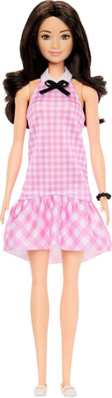 OUTLET Lalka Barbie Fashionistas w różowej sukience w kratkę #224 USZKODZONE OPAKOWANIE