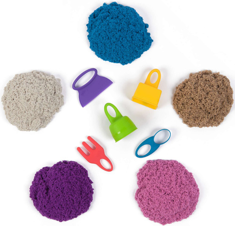 Piasek Kinetyczny Zestaw Foremki 5 Kolorów W Walizce Kinetic Sand 907g