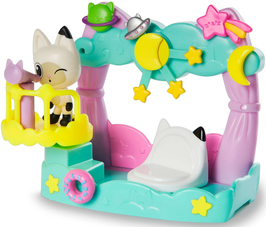 Gabby's Celebration Dollhouse Koci Domek Gabi zestaw Baby Box Cat Balkon Tekturzątka, Cakey Balkon Łakotka, Pandy Paws Balkon Kiciusia Pandusia + akcesoria