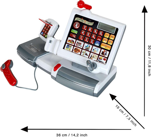 Elektroniczna kasa sklepowa i wózek na zakupy