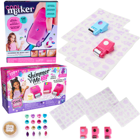 Duży Zestaw Tatuaże Dla Dzieci Zmywalne Brokatowe Cool Maker Shimmer Me Tattoos 255 Wzorów