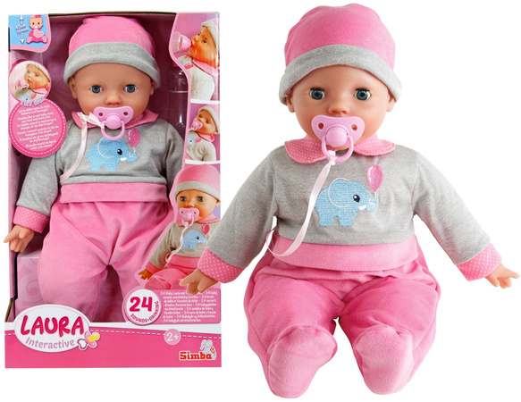 Simba lalka Laura gaworząca 40 cm ze smoczkiem i butelką WADLIWA