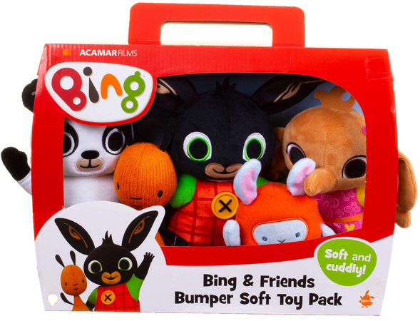 Królik Bing duży zestaw 5 maskotek pluszaków: Bing, Sula, Pando, Flop i Królik Tuliś