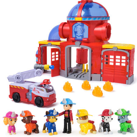 Psi Patrol Fire Rescue Remiza Strażacka Wóz Marshall Straż + Zestaw 7 Figurek i Akcesoria