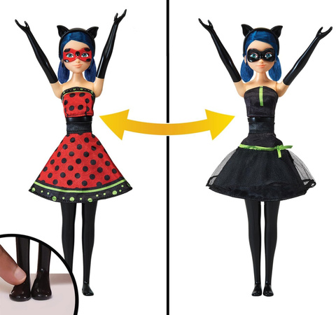 Miraculous Biedronka i Czarny Kot Zestaw Lalka Biedronka Marinette Hero Switch Lady Noire Bugnoire