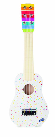 Gitara klasyczna dla dzieci drewniana biała w kropki 6 strun 53 cm Small Foot