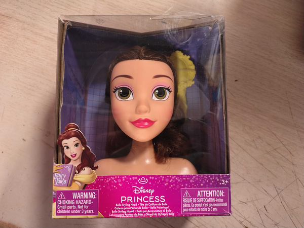OUTLET Lalka Głowa do czesania i stylizacji włosów Księżniczka Disney Bella Piękna i Bestia +szczotka USZKODZONE OPAKOWANIE