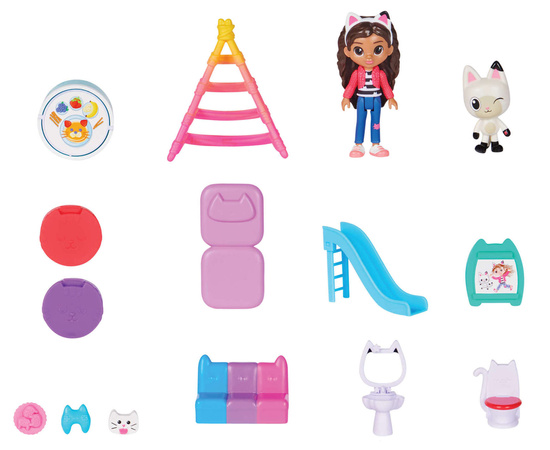 OUTLET Koci Domek Gabi Interaktywny 60 cm wielki duży dom dla lalek + figurki Kiciuś Panduś i Gabi Gabby's Purrfect Dollhouse DŹWIĘK PRODUKT WADLIWY