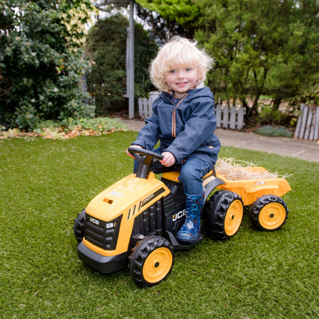 EVO Traktor JCB auto pojazd na akumulator dla dziecka z przyczepą