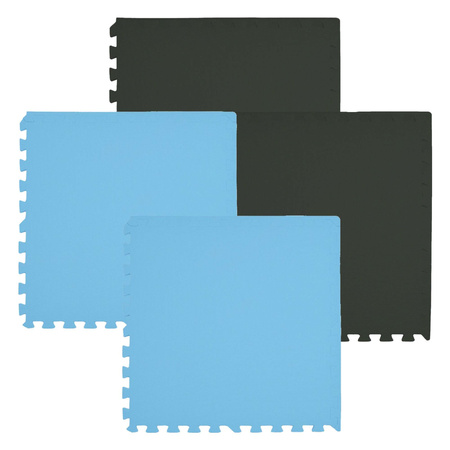 Mata piankowa podłogowa Humbi 120x120 Duże puzzle piankowe wodoodporne bezpieczne 4 szt. błękitny jasny niebieski, czarny