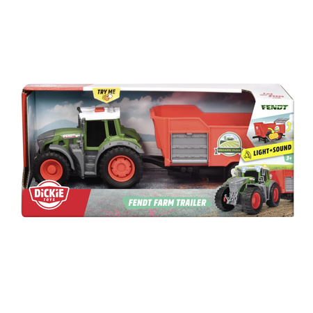 Zielony traktor z przyczepą Fendt Farm Trailer ze światłem i dźwiękiem