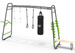 Siłownia ogrodowa Fitness Stanowisko gimnastyczne GetSet MB330: poręcze, pozioma drabinka, drążek, stacja, kółka, worek treningowy, ławka, trapez