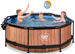 Basen ogrodowy okrągły 244x76 cm z pompą filtrującą i zadaszeniem brązowy