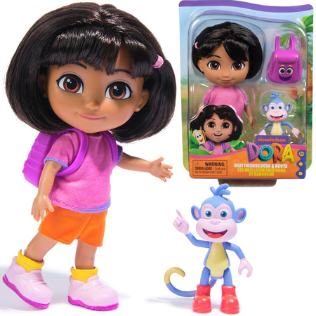 Dora Poznaje Świat Zestaw Lalka Dora 15 cm figurka Butek Boots + plecak 