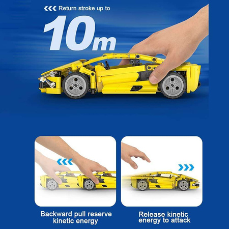 Klocki konstrukcyjne CaDA Samochód sportowy wyścigowy 24 cm Auto Lightning Sports Car z napędem pull back 357 elementów