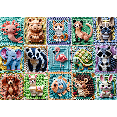 Trefl Puzzle 1000 elementów Tea Time: szydełkowe zwierzątka