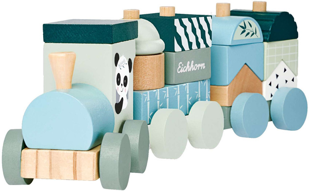 Drewniana kolejka z klocków 16 elementów