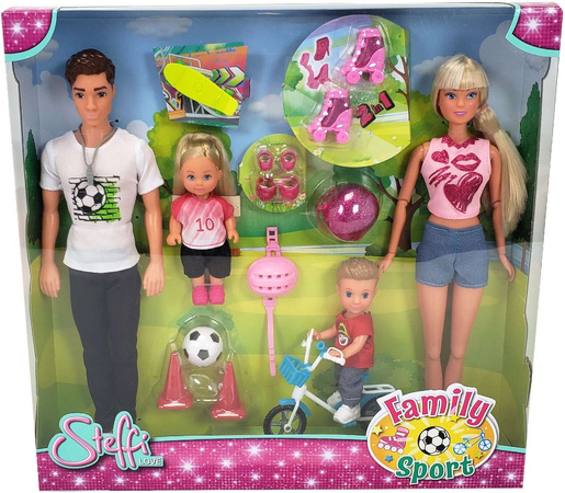 OUTLET Steffi Love Zestaw lalek rodzina sportowa Steffi, Kevin i dzieci WADLIWY