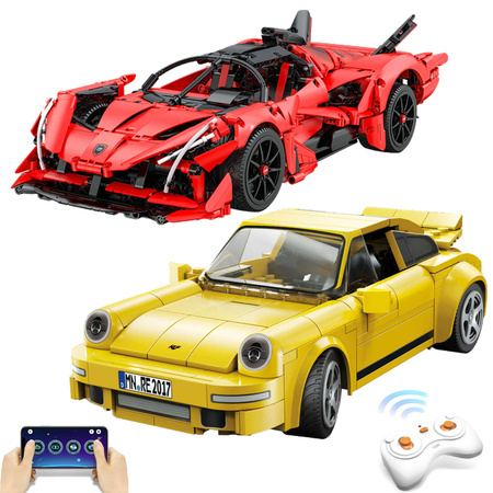 Klocki CaDA Duży samochód sportowy APE Supercar + pojazd miejski Zdalnie sterowany RUF CTR 2017 2045 el