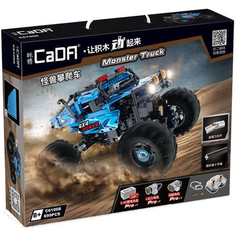 Zestaw CaDA Klocki Zdalnie sterowane Niebieski Monster Truck 699 el. i Pojazd Blue Knight-500 325 el.