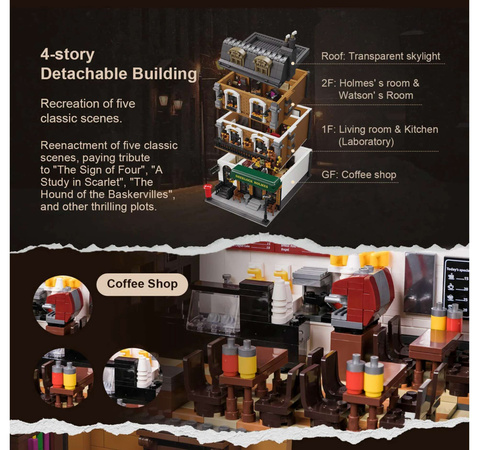 Klocki konstrukcyjne Pantasy Sherlock Holmes Baker Street 221B 3047 elementów