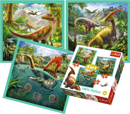 Trefl Puzzle 3w1 Niezwykły świat dinozaurów 34837 106 elementów