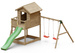 Plac zabaw drewniany ogrodowy Galaxy S domek, zjeżdżalnia, 2x huśtawka, piaskownica, drabinka