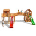Plac zabaw drewniany XXL Joyful Castel 2x domek, 2x zjeżdżalnia, ścianka i lina wspinaczkowa, most, drabinki
