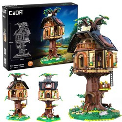 Klocki konstrukcyjne CaDA Tree House Library Biblioteka w Domku na drzewie światło LED 1808 elementów C66013W