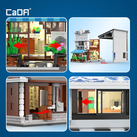 Klocki Konstrukcyjne CaDA Sklep z Sushi Budynek w japońskim stylu światło LED 1665 elementów C66018W