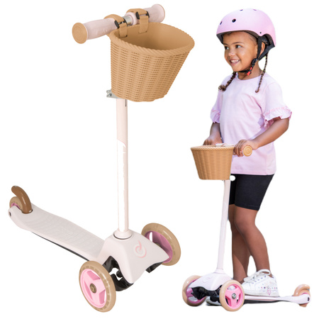 EVO Regulowana Trójkołowa Hulajnoga dla Dzieci z Koszyczkiem Mini Cruiser with Basket Różowa