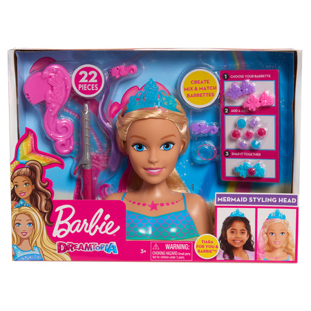 Lalka Głowa do czesania i stylizacji Syrenka Fryzjer Barbie Dreamtopia z akcesoriami + Dyson Zestaw do stylizacji włosów Suszarka Supersonic - 5 el.