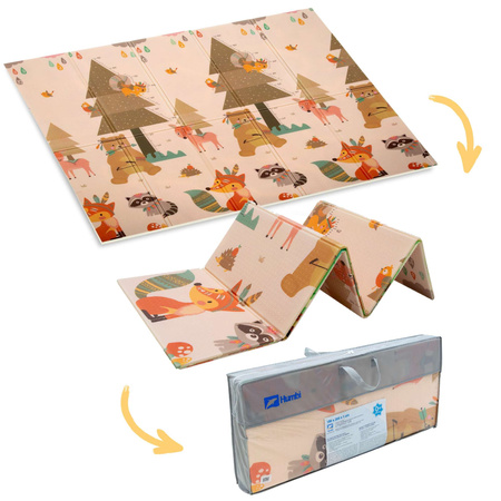 Dwustronna Składana Mata Edukacyjna z pianki XPE Podłogowa Bezpieczna 180x200 wieś las Humbi