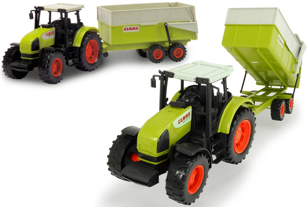 Duży traktor Claas Ares z ruchomą przyczepą 55 cm