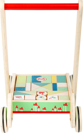 Small Foot Wózek chodzik pchacz z klockami drewniany