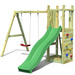 Plac zabaw drewniany duży Funny3 zjeżdżalnia, 2x huśtawka, ścianka wspinaczkowa