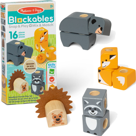 Drewniane Klocki do Budowania Leśni Przyjaciele 16 elementów Woodland Fiends Play Set
